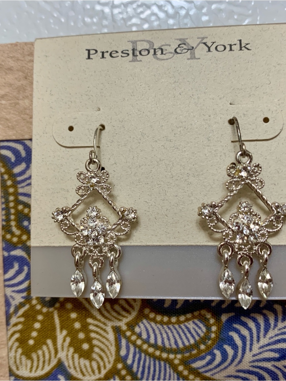 Preston & York Silver-Tone Clear Crystal Chandelier Earrings